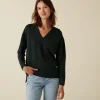 Montagut Merino wool V-neck sweater with slits - Aurora