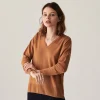 Montagut Merino wool V-neck sweater with slits - Aurora