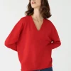 Montagut Merino wool V-neck sweater with slits - Aurora