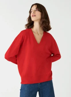 Montagut Merino wool V-neck sweater with slits - Aurora