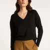 Montagut Merino wool V-neck sweater with slits - Aurora