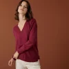 Montagut Merino wool V-neck sweater with slits - Aurora