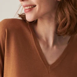 Montagut Merino wool V-neck sweater with slits - Aurora