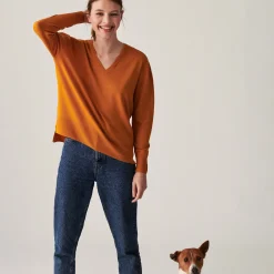 Montagut Merino wool V-neck sweater with slits - Aurora