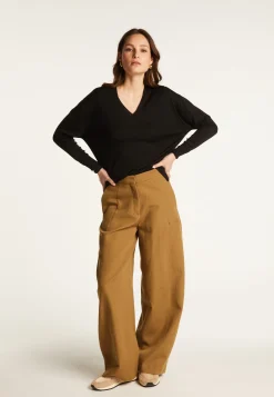 Montagut Merino wool V-neck sweater with slits - Aurora
