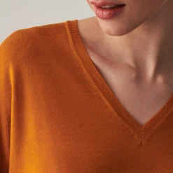 Montagut Merino wool V-neck sweater with slits - Aurora