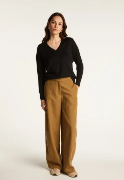 Montagut Merino wool V-neck sweater with slits - Aurora