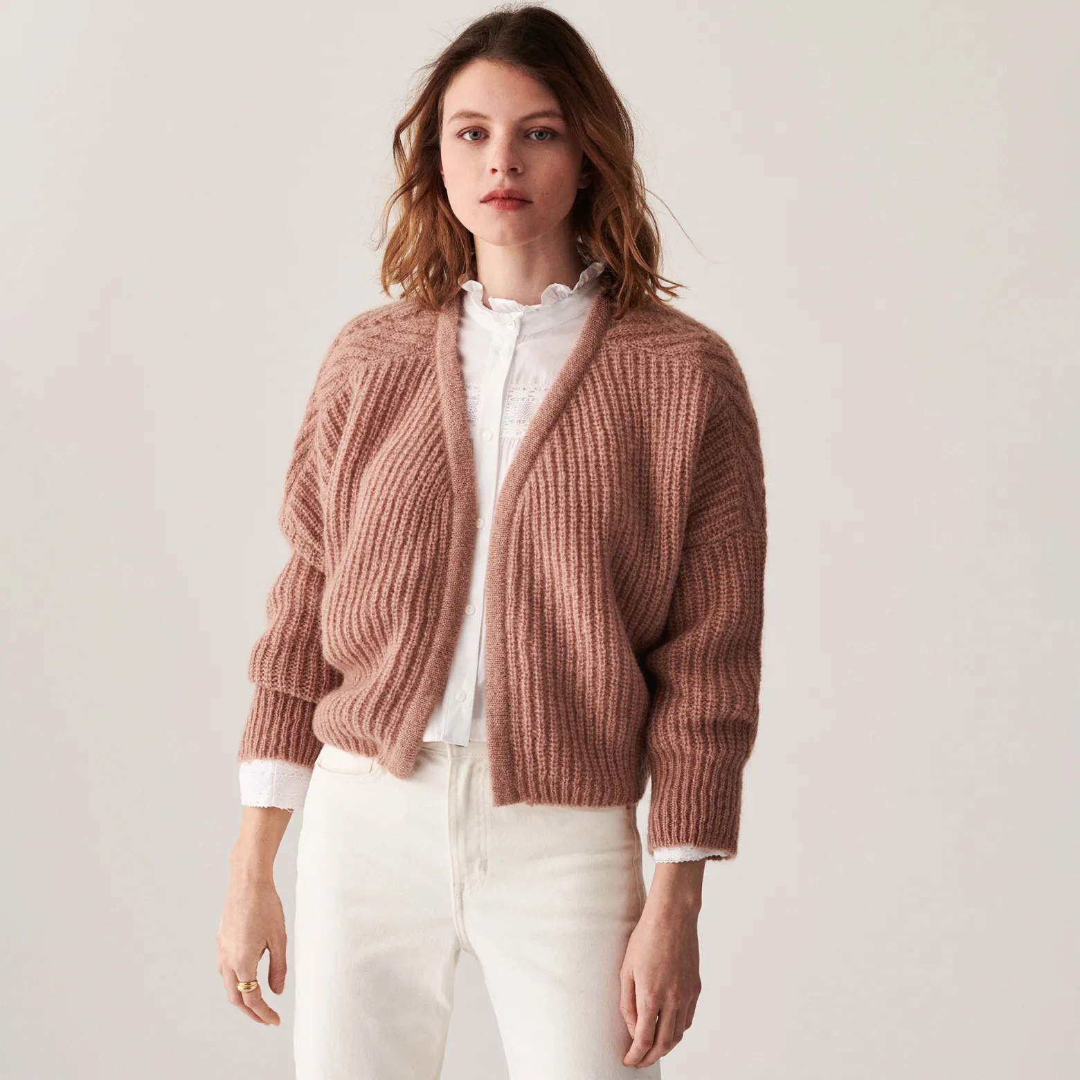 Montagut Mohair beaded ribbed cardigan - Camille