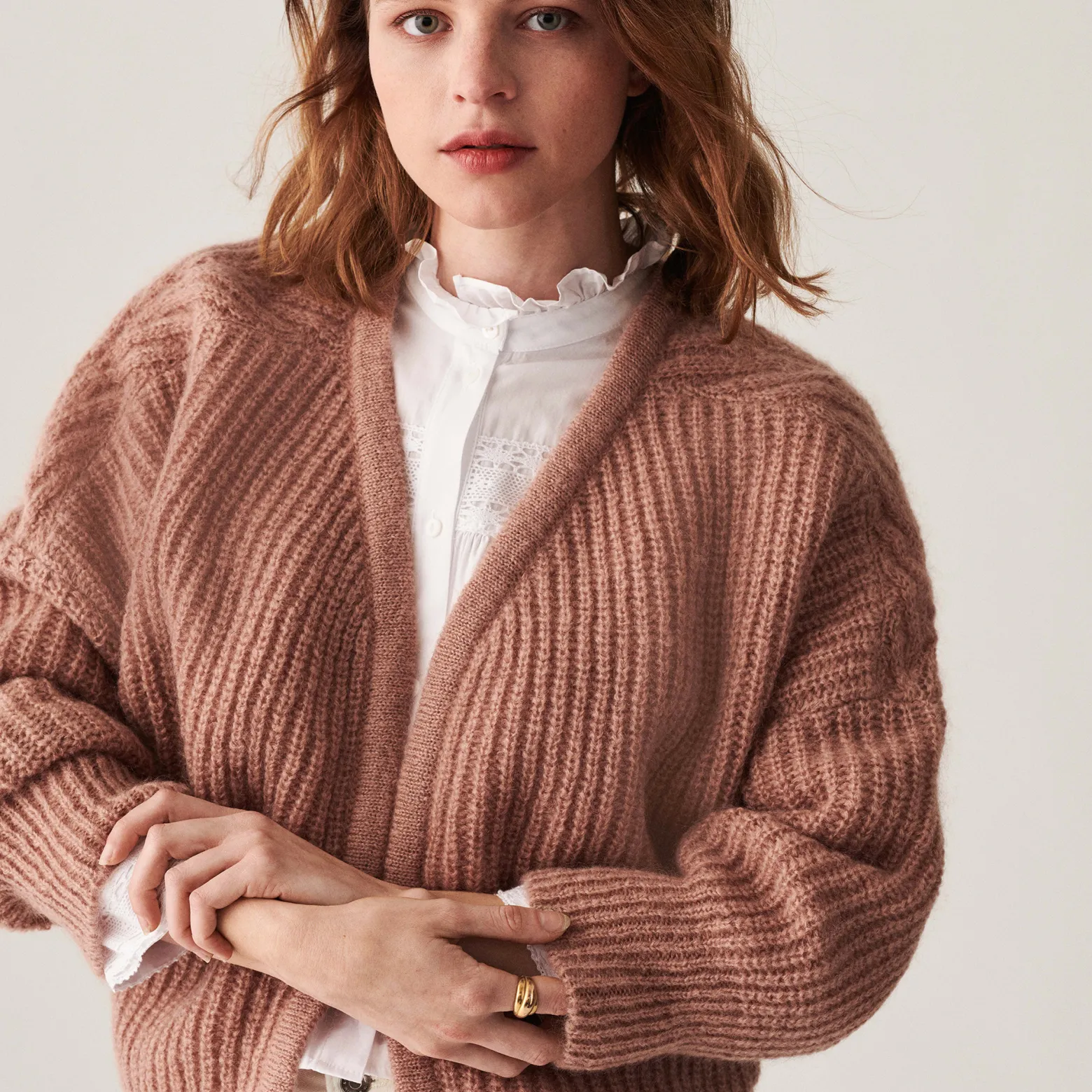 Montagut Mohair beaded ribbed cardigan - Camille