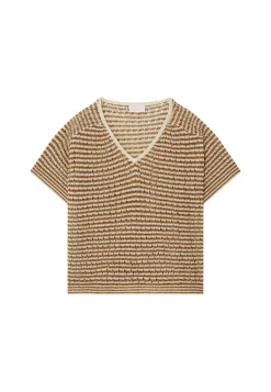 Montagut Openwork linen V-neck T-shirt - Marguerite