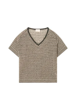 Montagut Openwork linen V-neck T-shirt - Marguerite