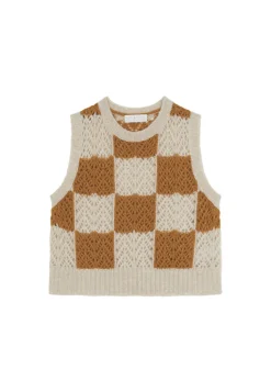 Montagut Openwork sleeveless wool cocoon sweater - Geva