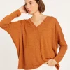 Montagut Oversized v-neck flamed linen t-shirt - Beja