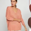 Montagut Oversized v-neck flamed linen t-shirt - Beja