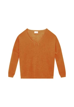 Montagut Oversized v-neck flamed linen t-shirt - Beja