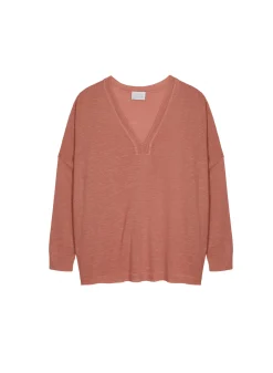 Montagut Oversized v-neck flamed linen t-shirt - Beja