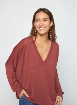Montagut Oversized v-neck flamed linen t-shirt - Beja