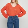 Montagut Oversized V-neck sweater in linen - Tiphaine