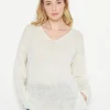 Montagut Oversized V-neck sweater in linen - Tiphaine