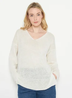 Montagut Oversized V-neck sweater in linen - Tiphaine