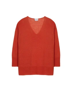 Montagut Oversized V-neck sweater in linen - Tiphaine
