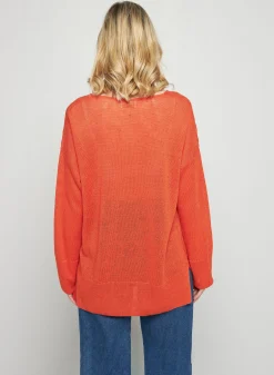 Montagut Oversized V-neck sweater in linen - Tiphaine