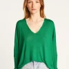 Montagut Oversized V-neck T-shirt in bamboo cashmere fiber - Rica