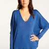 Montagut Oversized V-neck T-shirt in bamboo cashmere fiber - Rica