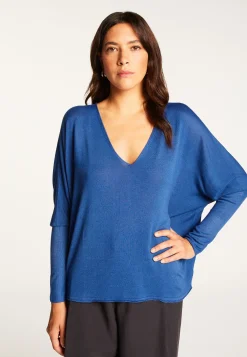 Montagut Oversized V-neck T-shirt in bamboo cashmere fiber - Rica