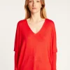 Montagut Oversized V-neck T-shirt in bamboo cashmere fiber - Rica