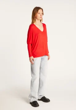 Montagut Oversized V-neck T-shirt in bamboo cashmere fiber - Rica