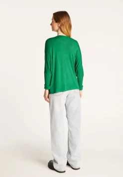 Montagut Oversized V-neck T-shirt in bamboo cashmere fiber - Rica
