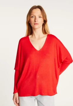 Montagut Oversized V-neck T-shirt in bamboo cashmere fiber - Rica