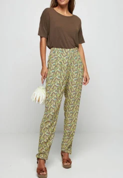 Montagut Patterned trousers in viscose warp and weft - Septime