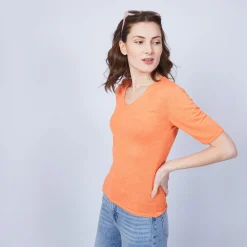 Montagut Plain V-neck T-shirt - Mel
