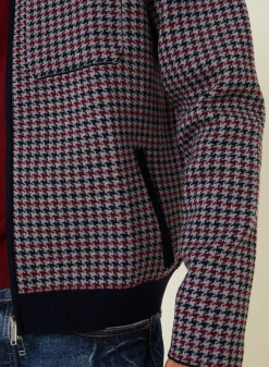 Montagut Polo collar jacket with houndstooth patterns in merino wool - Fabien