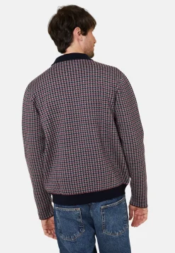 Montagut Polo collar jacket with houndstooth patterns in merino wool - Fabien