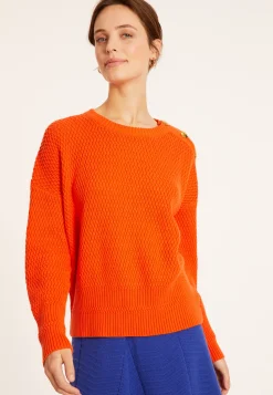 Montagut Round neck sweater with buttoned shoulder in cotton - Meryl
