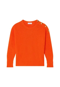 Montagut Round neck sweater with buttoned shoulder in cotton - Meryl