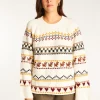 Montagut Round neck sweater with patterns in merino wool - Romance