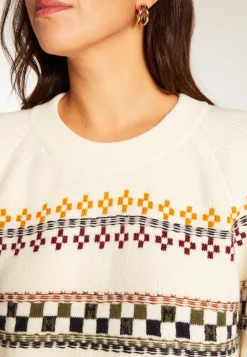 Montagut Round neck sweater with patterns in merino wool - Romance