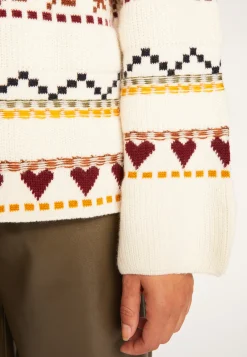 Montagut Round neck sweater with patterns in merino wool - Romance