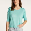 Montagut Round neck t-shirt in flamed linen - Domy