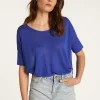 Montagut Round neck t-shirt in flamed linen - Béatrice