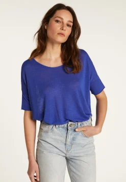 Montagut Round neck t-shirt in flamed linen - Béatrice