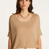 Montagut Round neck t-shirt in flamed linen - Béatrice