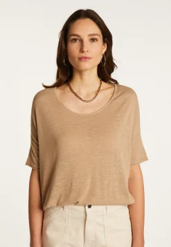 Montagut Round neck t-shirt in flamed linen - Béatrice