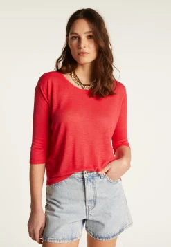 Montagut Round neck t-shirt in flamed linen - Domy