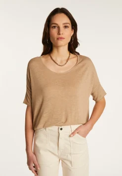 Montagut Round neck t-shirt in flamed linen - Béatrice