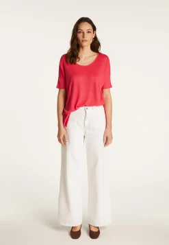Montagut Round neck t-shirt in flamed linen - Béatrice